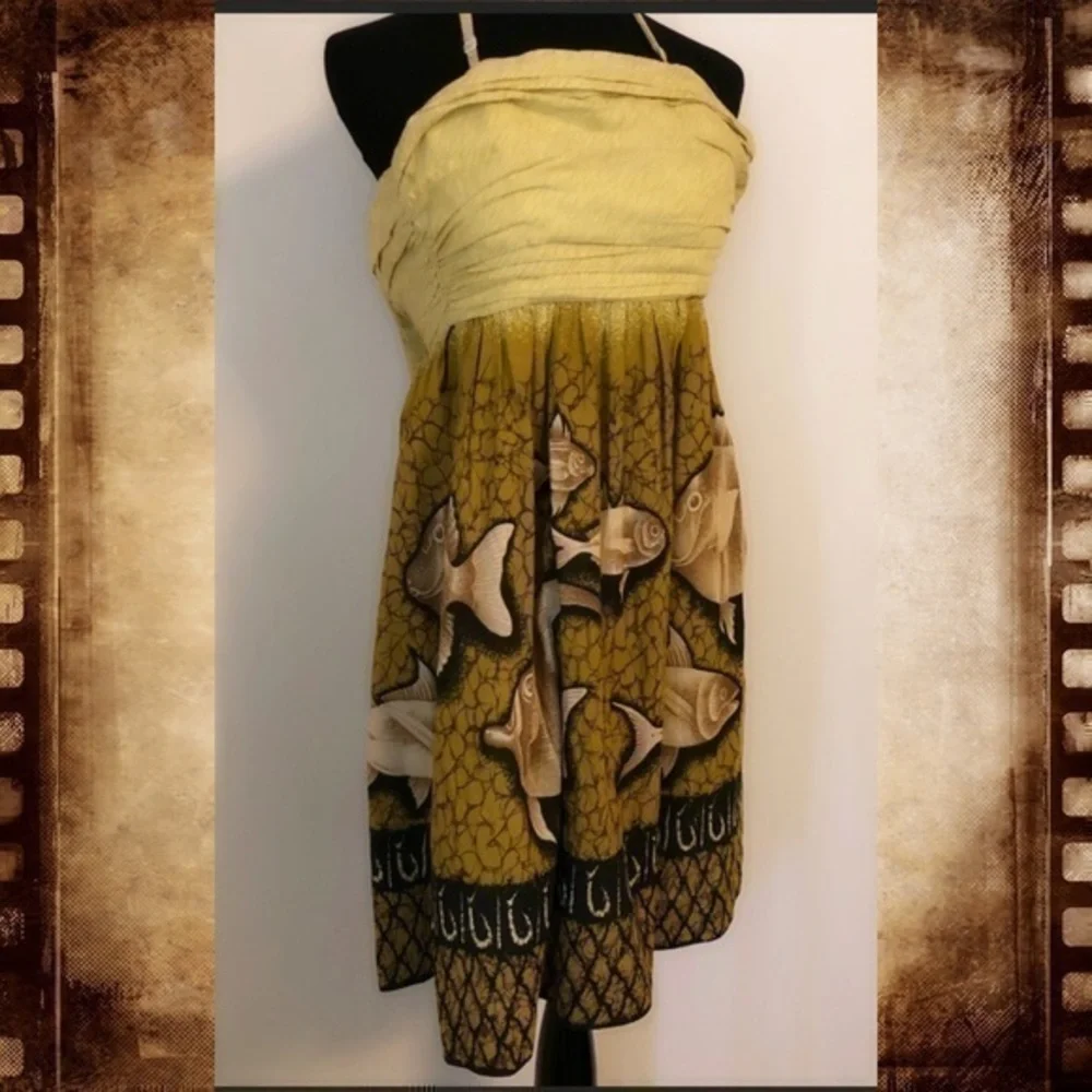 ANTHROPOLOGIE FISH HALTER SUMMER DRESS XS - Picture 1 of 6